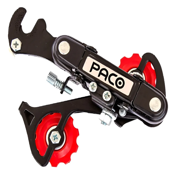 CAMBIO TRASEIRO PACO INDEX C/GANCHO - Preto / Vermelho